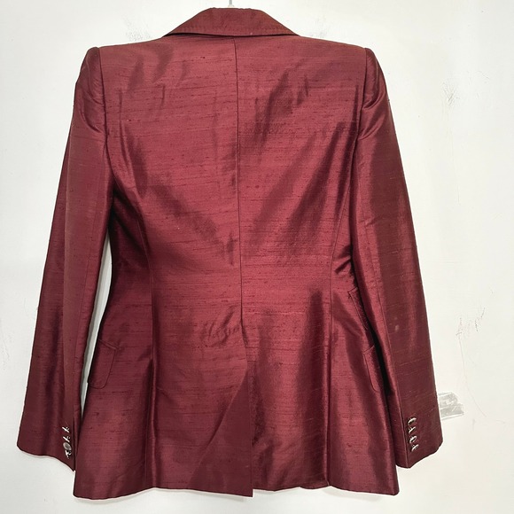 VTG Dolce & Gabbana Silk Blazer Burgundy Leopard Lined Made Italy Women 42/ US 6 - Picture 2 of 10